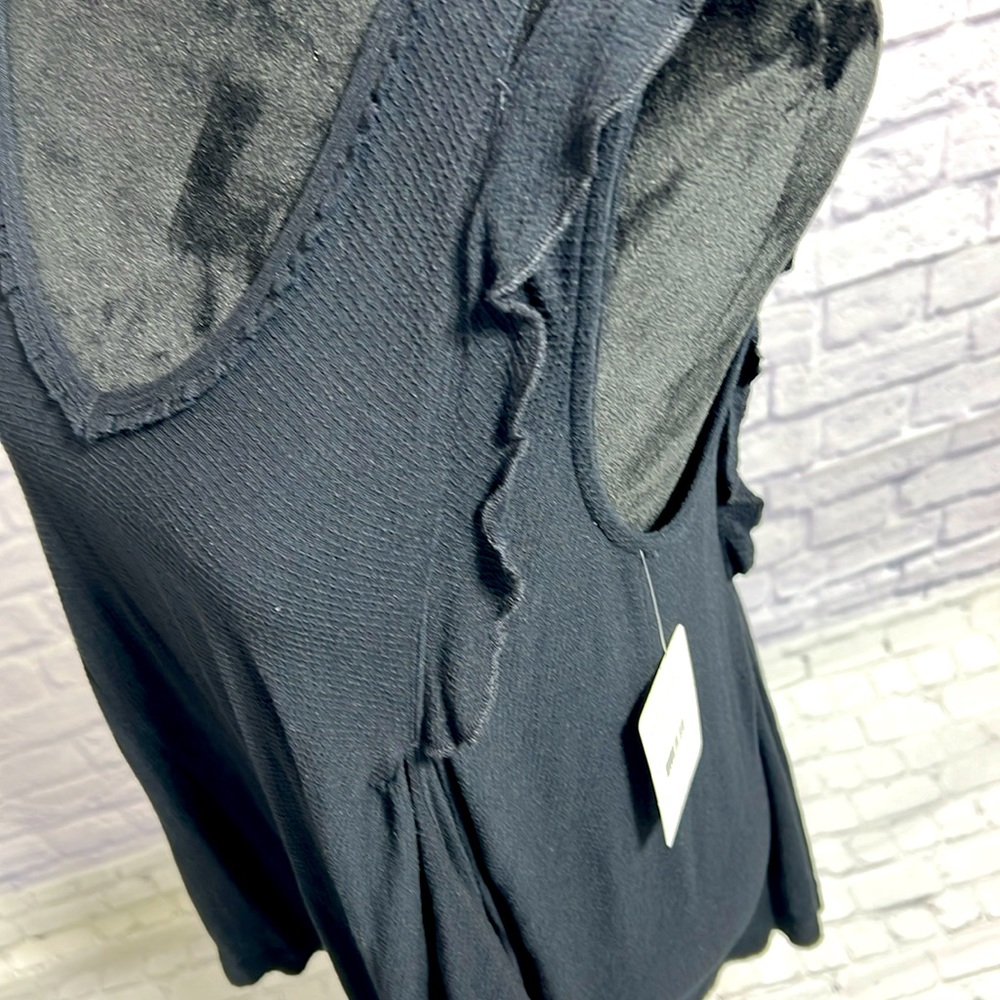 🆕 Free People V-Neck Split-Strap Ruffled Tank - Black - Size Small - Picture 3 of 16
